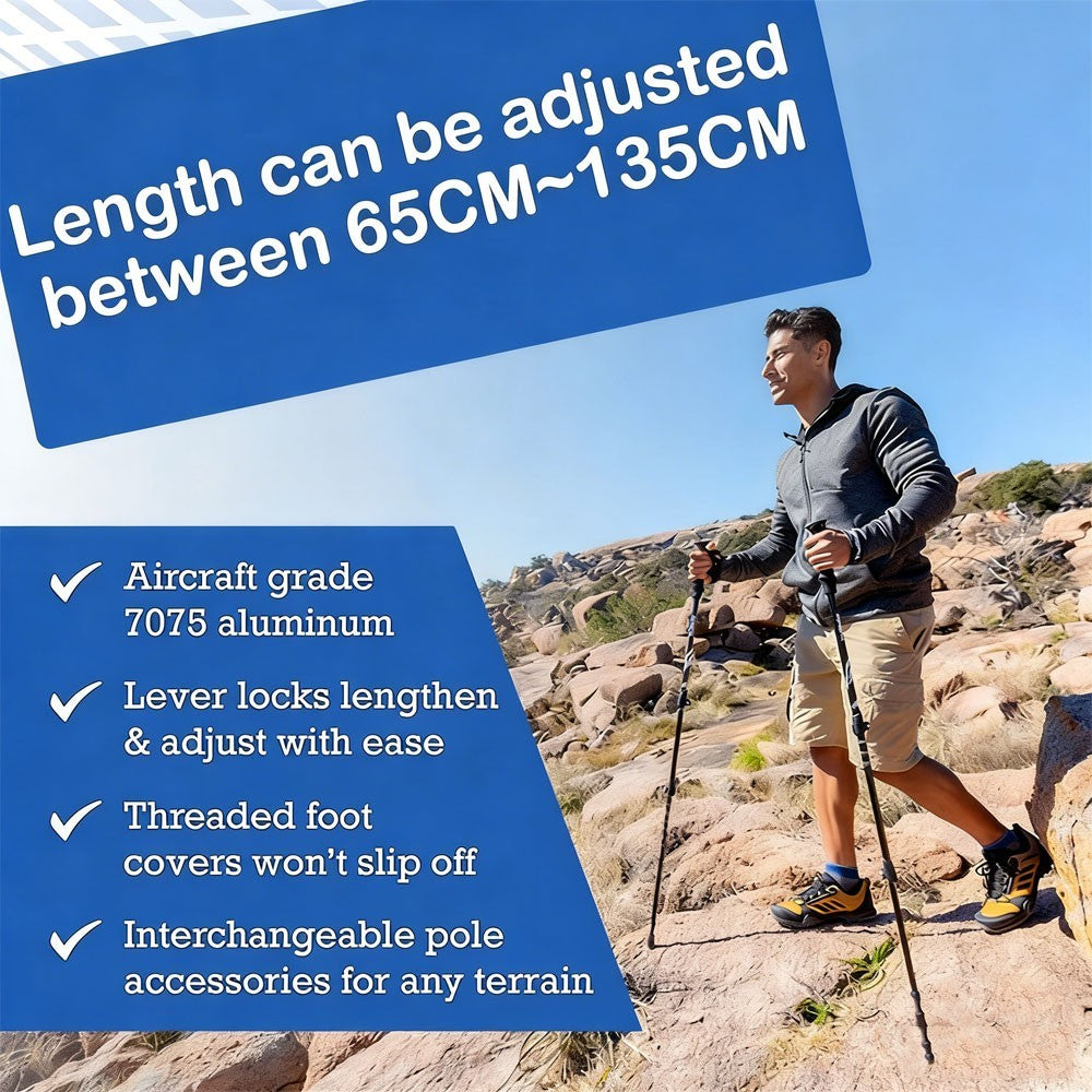 2Pcs 3-Section Telescopic Anti-shock Trekking Walking Poles Hiking Sticks NEW🎁