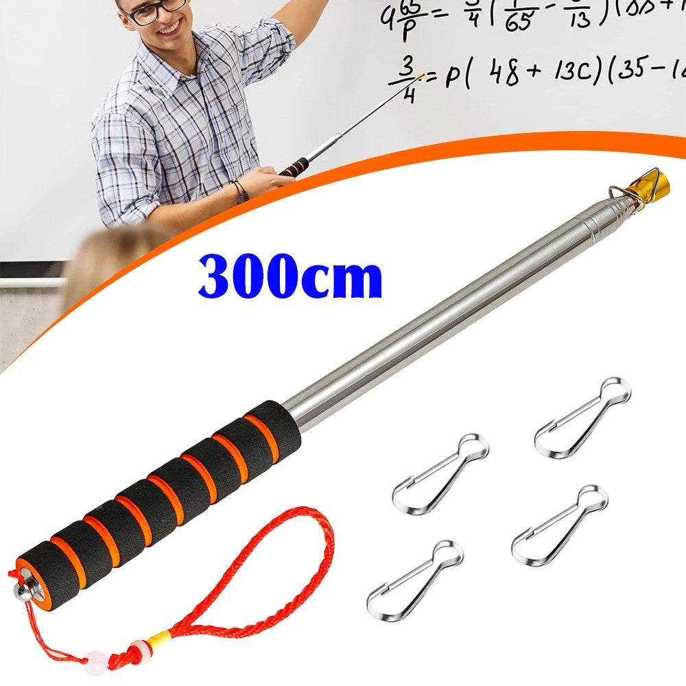 3m Telescopic Flag Pole Stainless Steel Handheld Portable Extendable Retractable