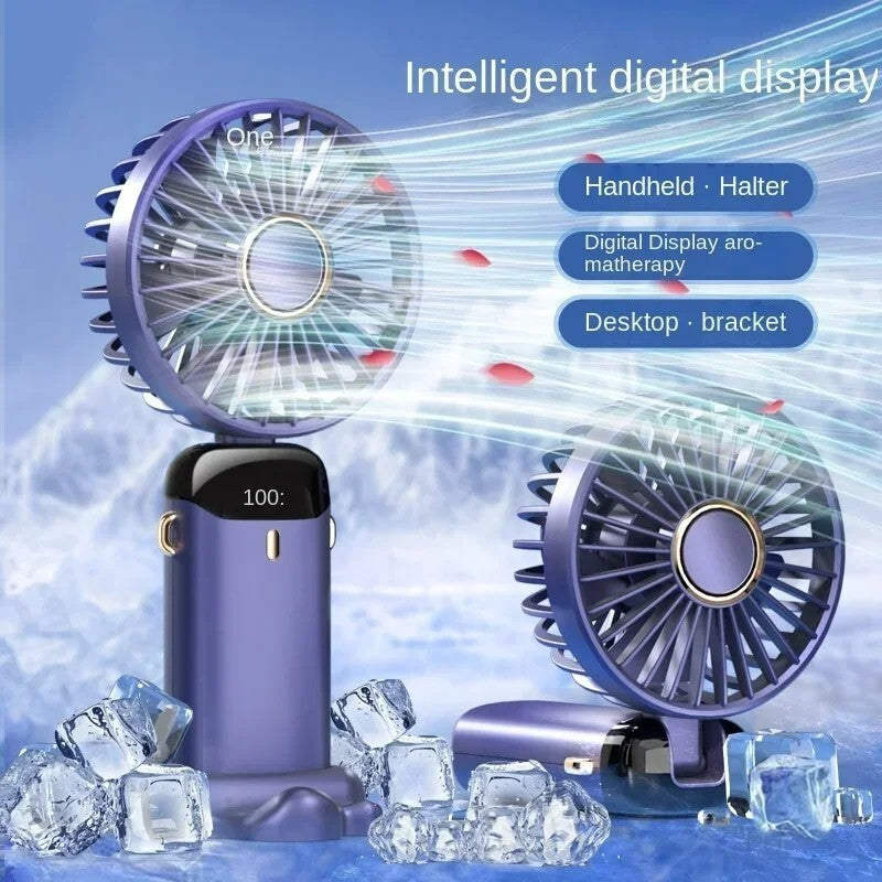 Portable Handheld Mini Fan Foldable Neck Hanging Fans 5 Speed USB Rechargeable