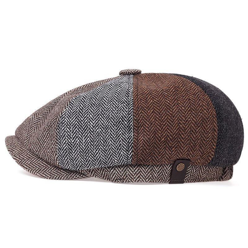 Peaky Blinders Hat Newsboy Flat Cap Herringbone Tweed Wool Baker Boy Gatsby