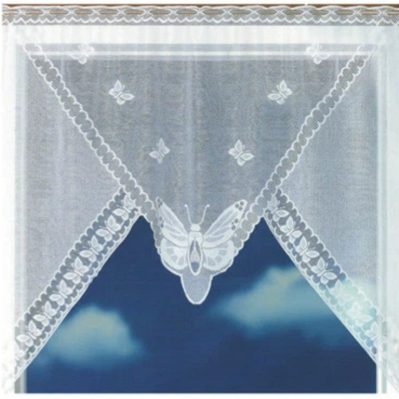 White Translucent Coffee Curtain Warp Knitted Kitchen Lace Tulle 150x120cm