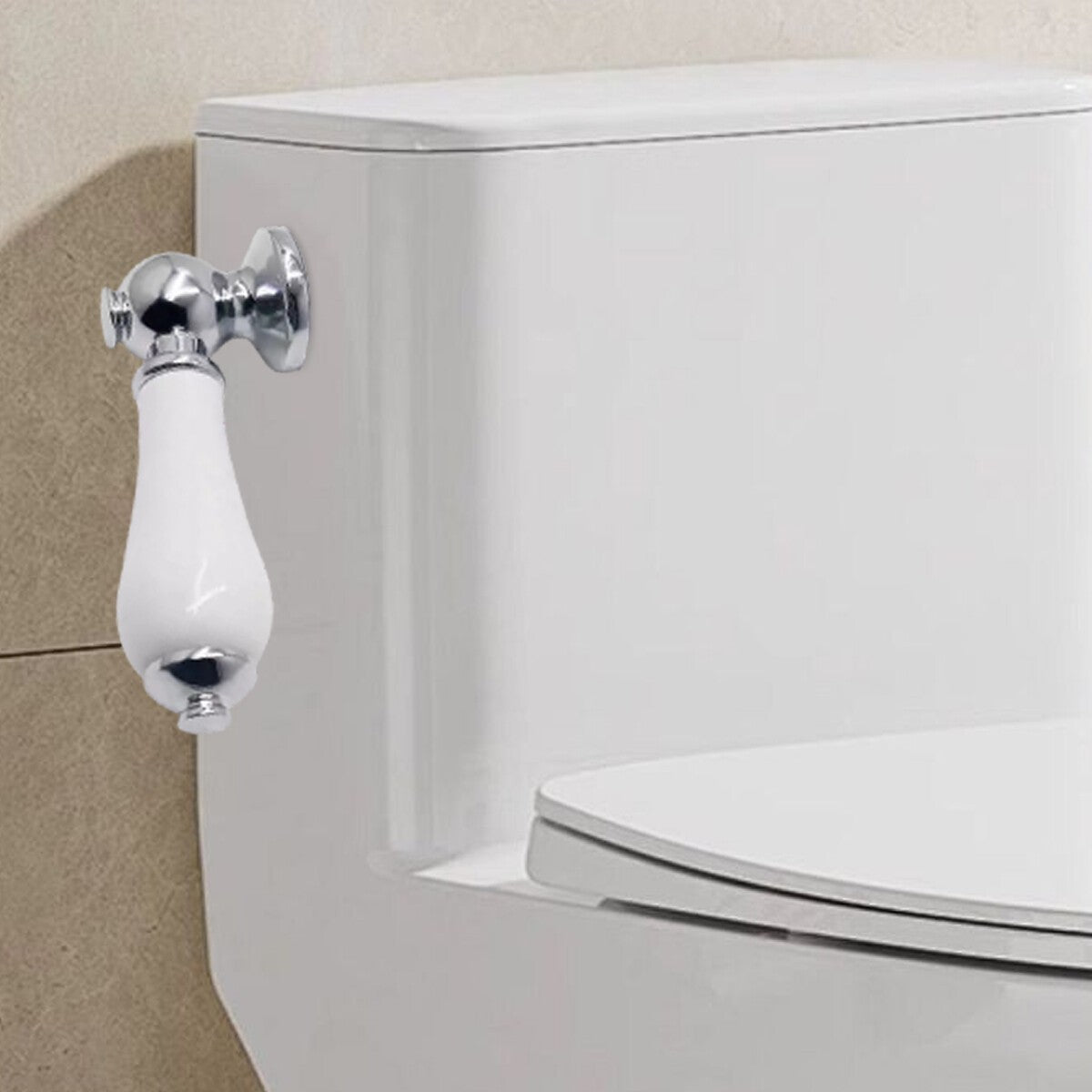 Ceramic Toilet Cistern Lever Traditional WC Flush Handle Victorian Style Chrome
