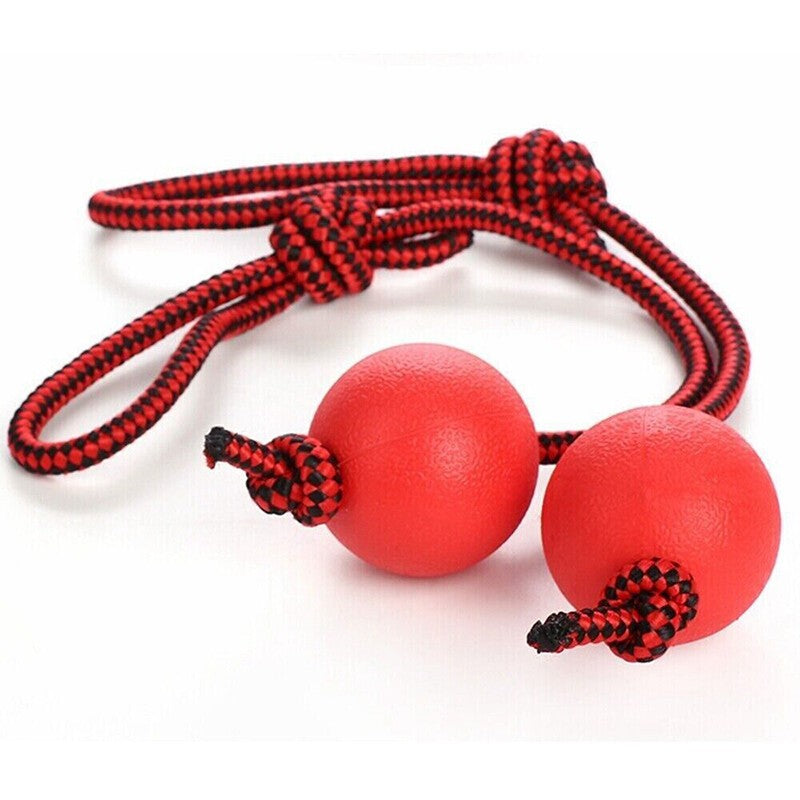 2x Indestructible Dog Ball on Rope Puppy Chew Toy Training Dog Theeth Cleaning