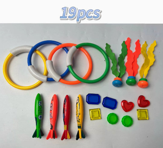 19x Underwater Diving Toys Dive Ring/Torpedo/Sticks Swimming Pool Toy Game Kids