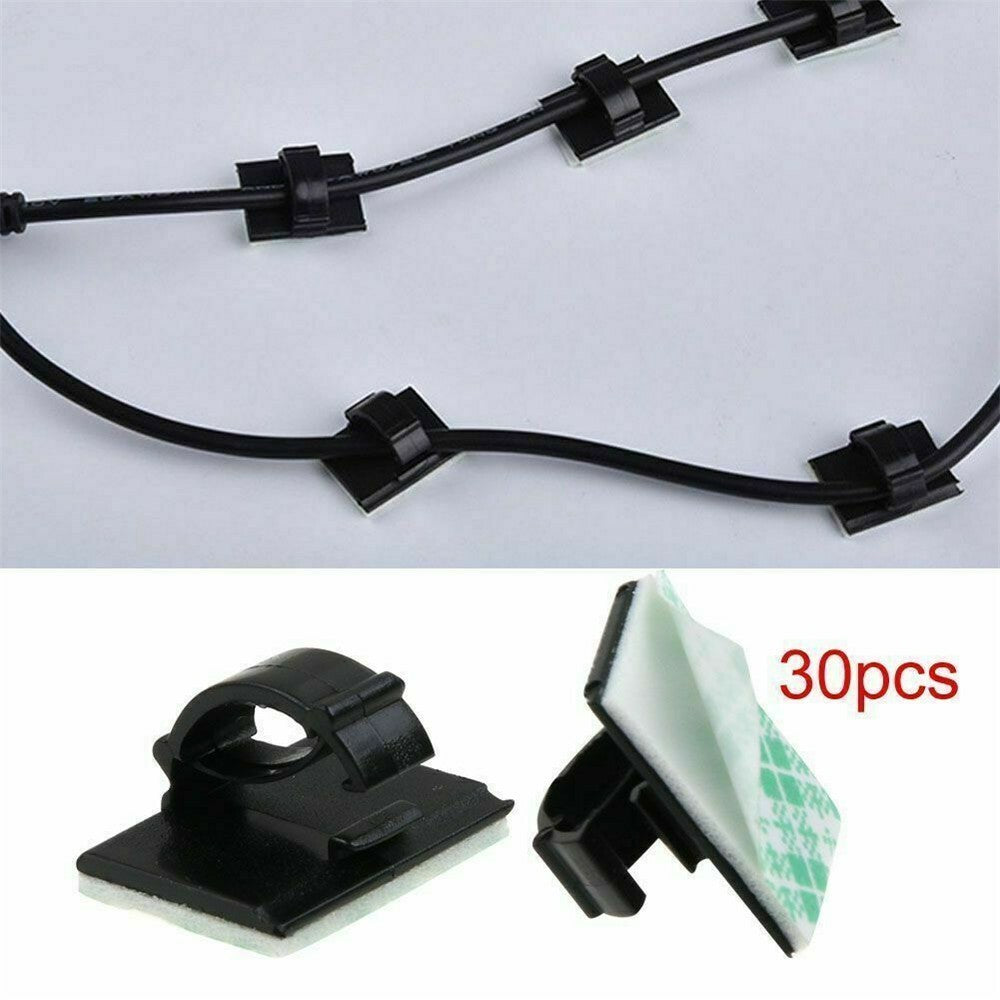30X Cable Clips Holder Tidy Adhesive Home Car Wire Tie Fixer Drop Clamp Cord