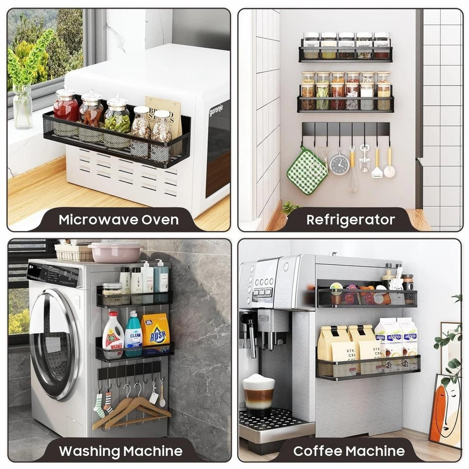 2 Pack Magnetic Kitchen Spice Shelf Refrigerator Storage Rack Holder