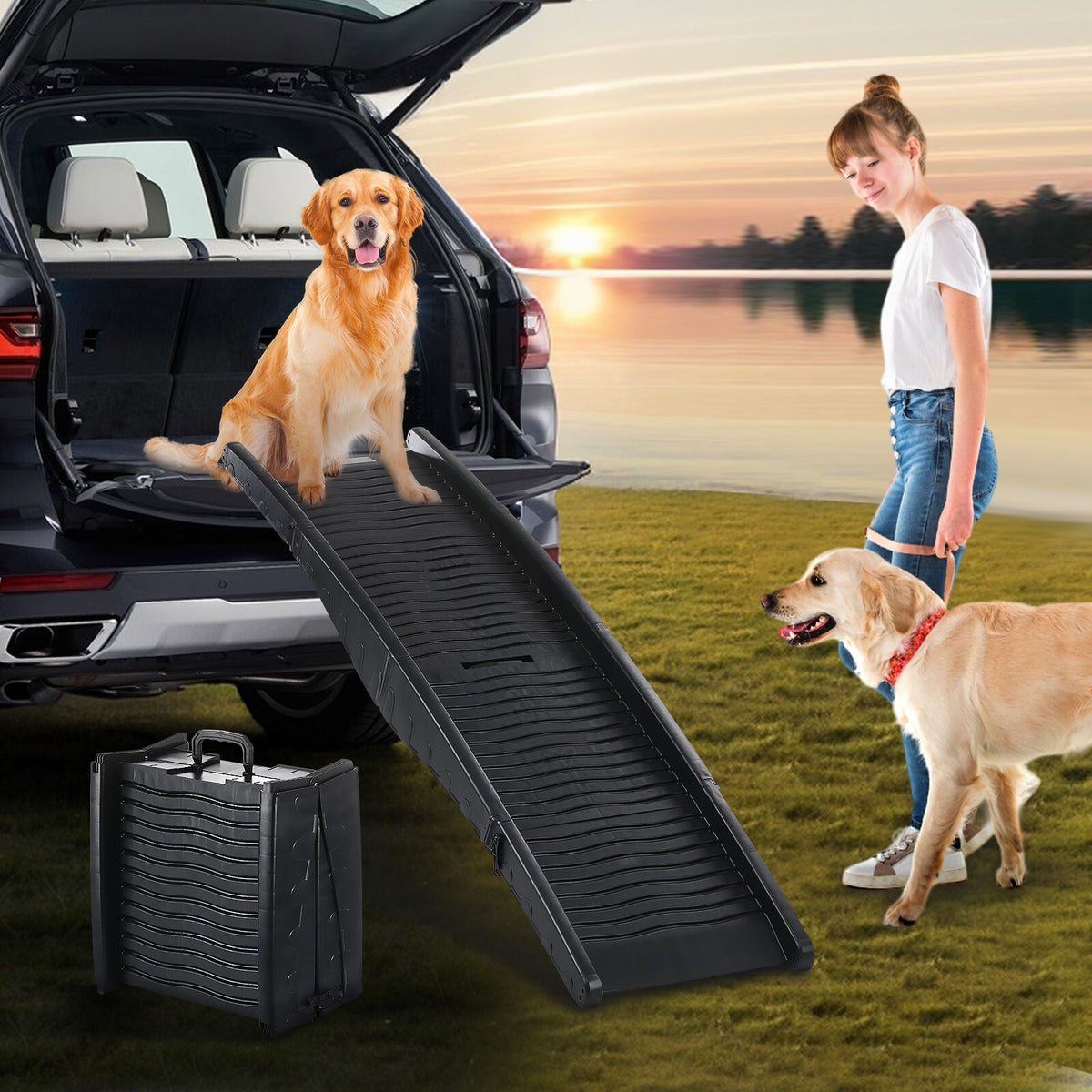 Dog Car Ramp Pet Dog Car Access Ramp Foldable Car Entry Ramp Plastic Portable