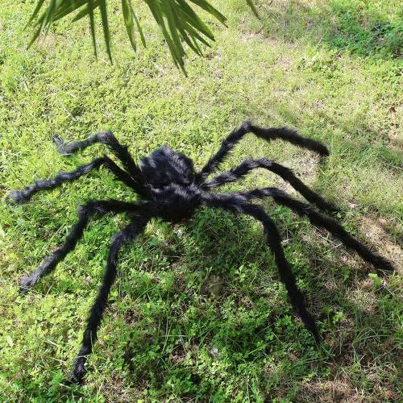 Halloween Giant Plush Spider Decoration Scary Black Hairy Spider Prop 30-200cm