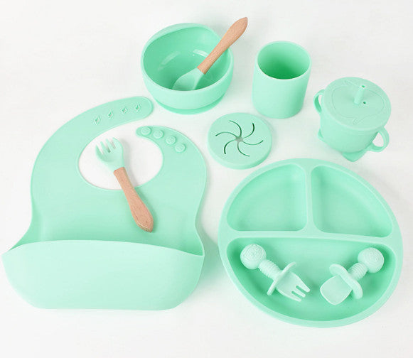 Baby Weaning Set Bamboo Baby Feeding set Suction Plate Bowls Spoons
