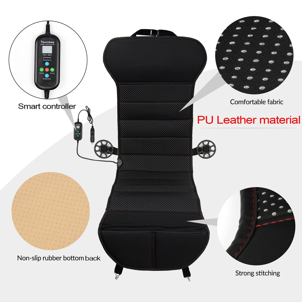 Universal 12V Car Seat Pad Cushion Cover Heating Heater Warm Heated Cold Winter