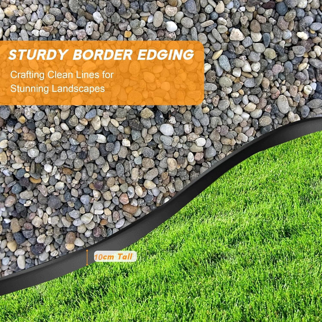 100 Metre Flexible Garden Border Edging Grass Lawn Path Edging With Plastic Pegs