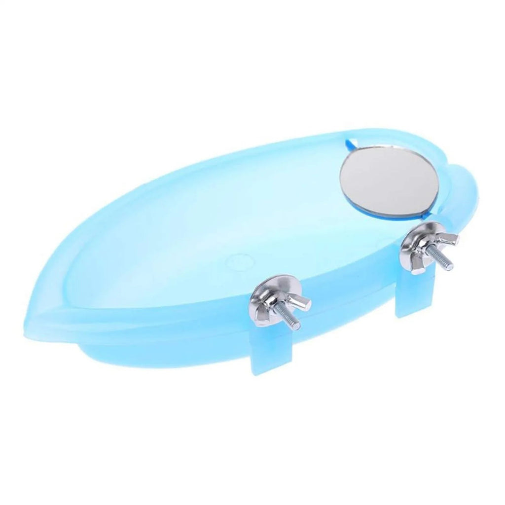 Bird Water Bath Tub for Pet Cage Hanging Bowl Parrot Parakeet Bird Bath+Mirror