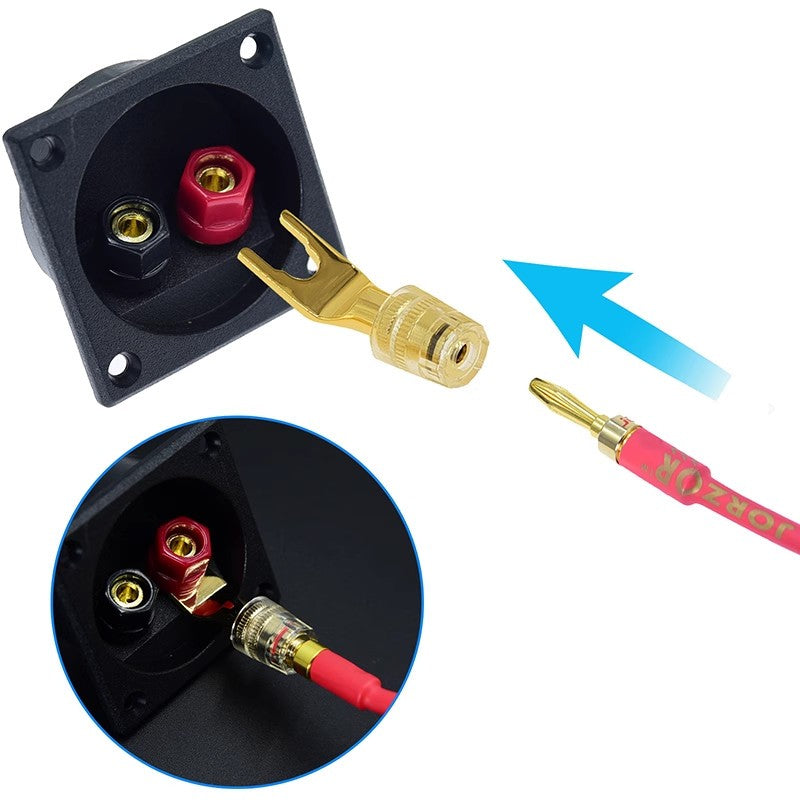 4pc HiFi Audio Speaker Cable Y Spade Plug to 4mm Female Banana Jack Adapter