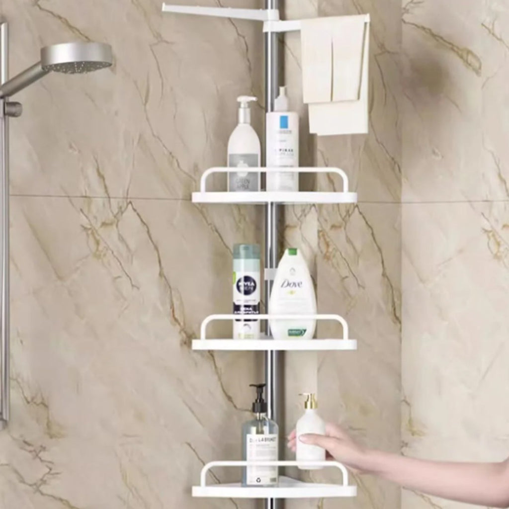 4 Tier Telescopic Bathroom Wall Corner Shelf Rack Shower Caddy Storage Organizer