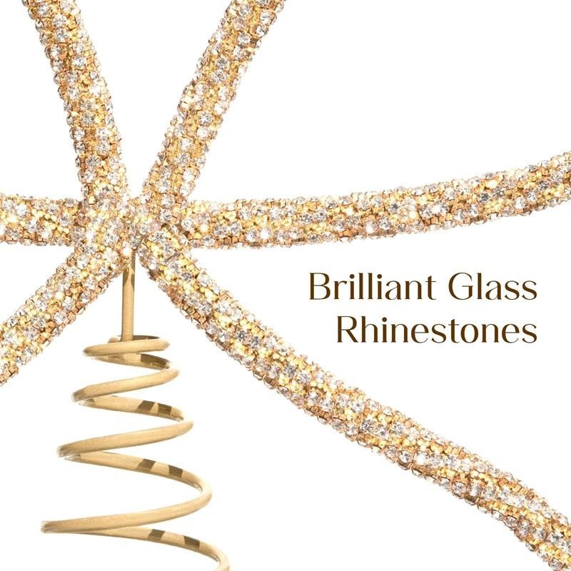 Christmas Tree Topper Bow, Gold Glass Rhinestone Bow Tree Topper Christmas Decor