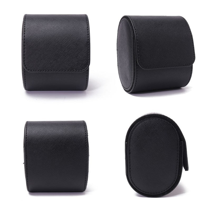 Black PU Leather Watch Storage Box Travel Single Watch for Men or Women