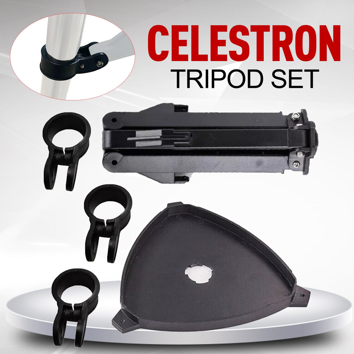 Celestron Tripod Set with Accessory Plate & 3 Clamping Rings with Screws