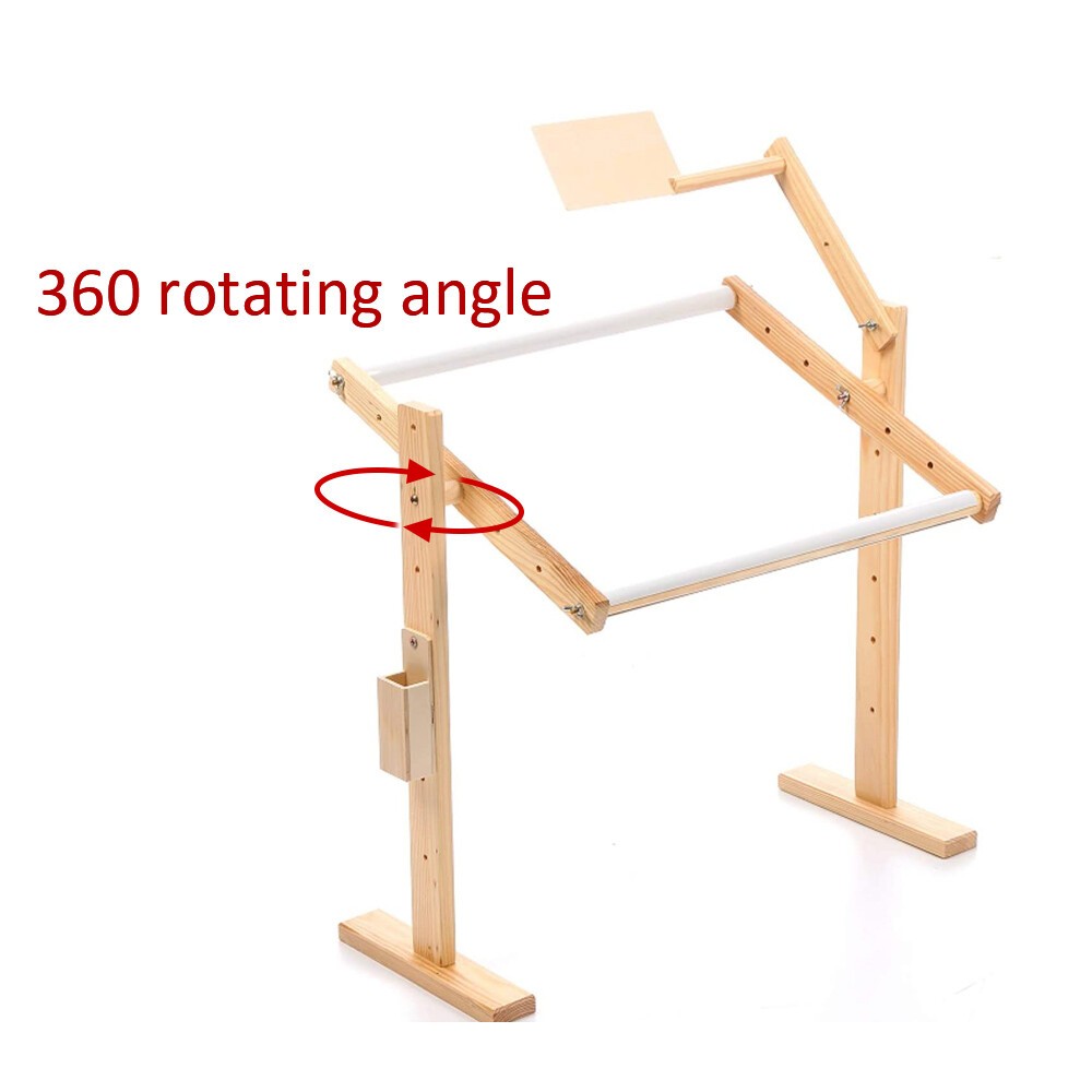 Cross Stitch Frame Tabletop Floor Stand Wooden Embroidery Tapestry Hoops Adjust