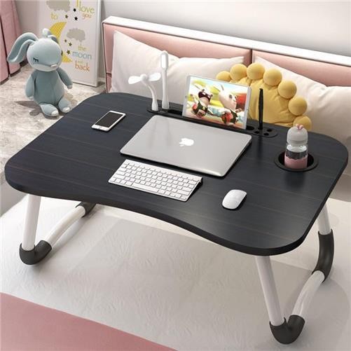 Folding Lap Laptop Bed Desk Tray Portable Breakfast Table With Cup Holder Stand
