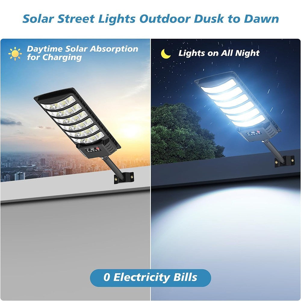 9900000LM Commercial LED Solar Street Light,Dusk-to-Dawn Motion Sensor Road Lamp