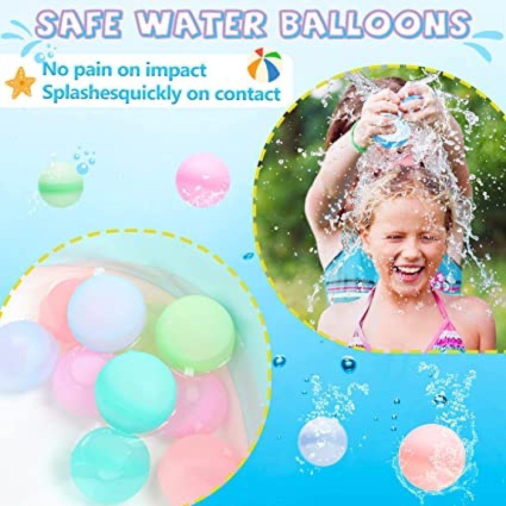 10/24 Pcs Reusable Water Balloons Silicone Splash Balls with Snap Lock, Outdoor