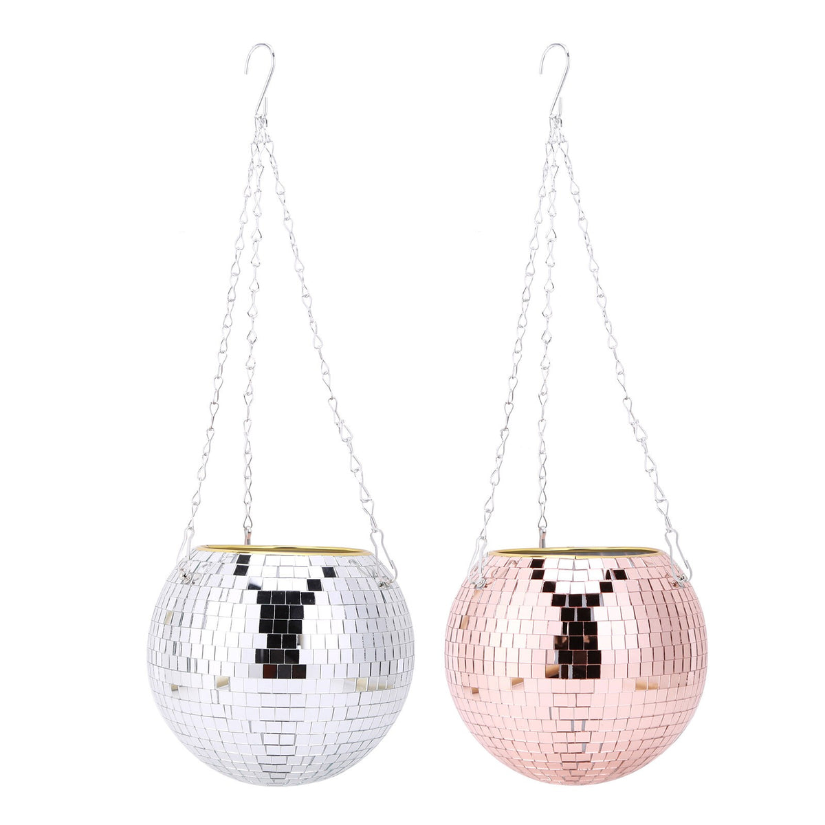 Disco Ball Shaped Hanging Planter Wall Flower Basket