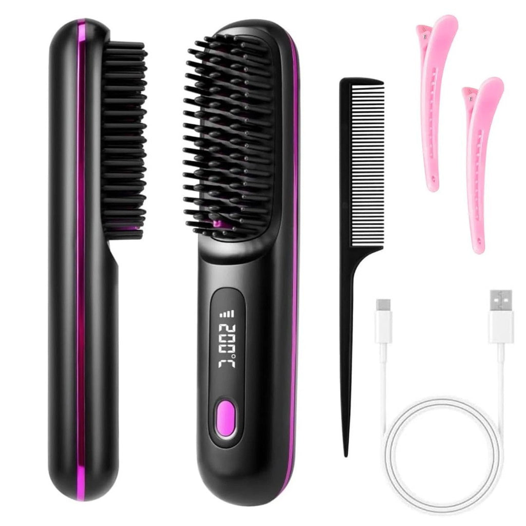 Portable Hair Straightener Brush Antiscald Hair Cordless Hair Straightener Brush