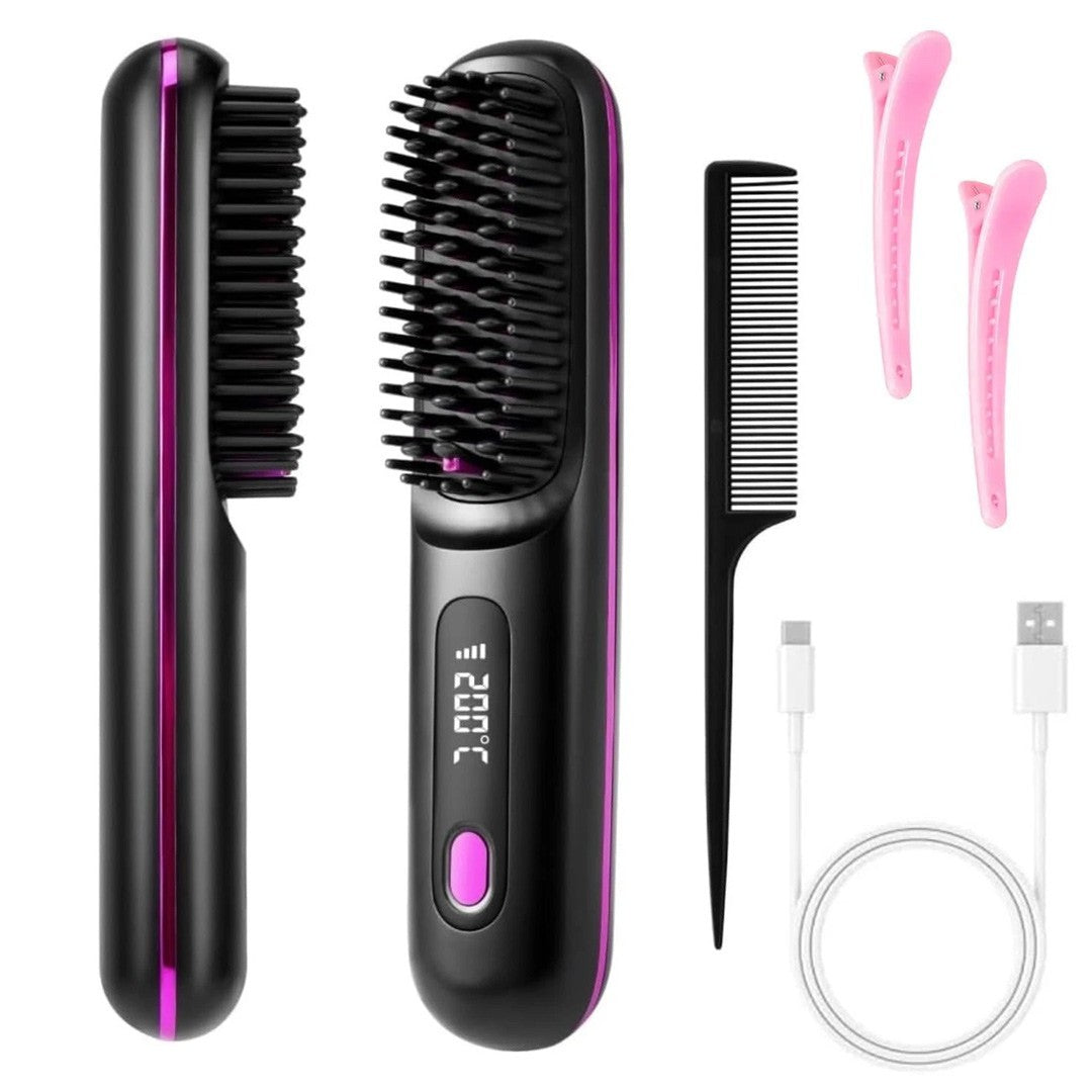 Portable Hair Straightener Brush Antiscald Hair Cordless Hair Straightener Brush