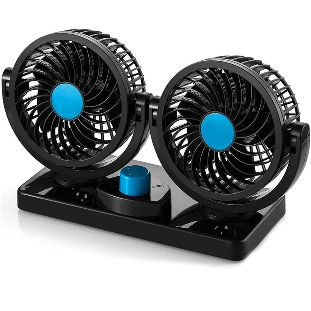 12v DOUBLE HEAD TWIN CAR FAN 3 Speed adjustable caravan motorhome boat Cooling