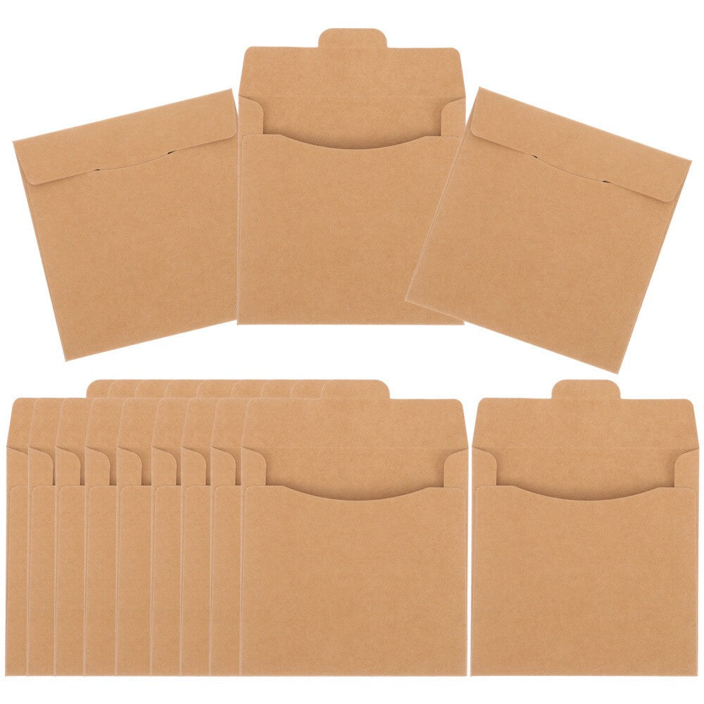 50 Pcs CD DVD Sleeves Brown Kraft Paper DVD Envelopes,Cardboard Envelopes.*