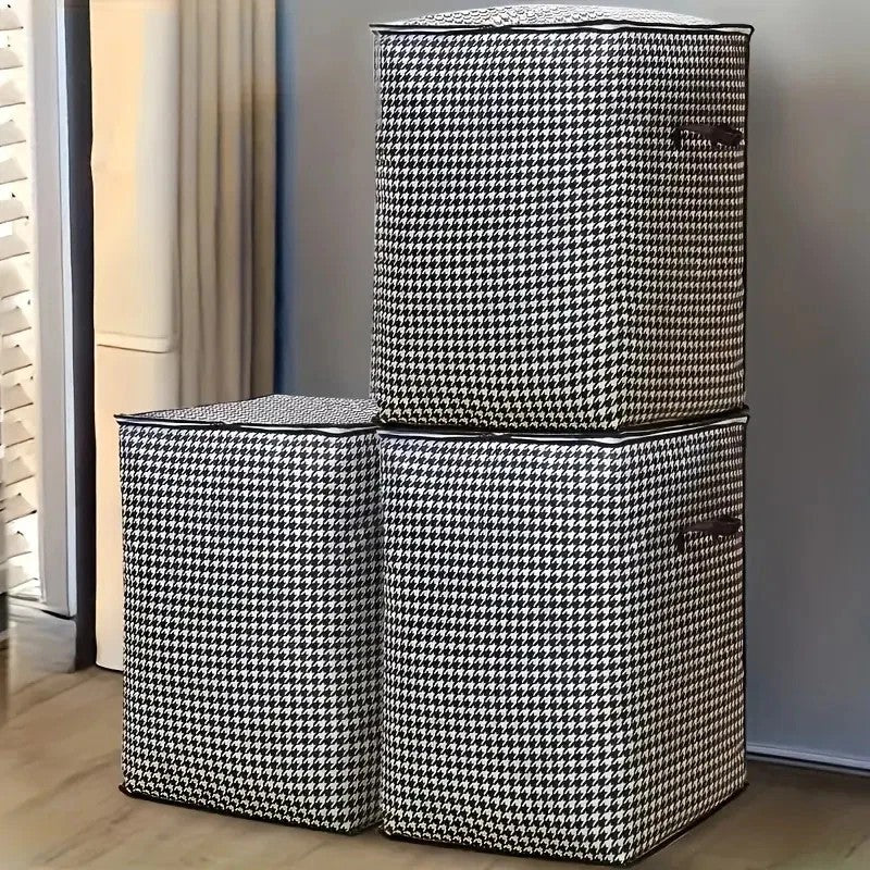 3pcs 180L Large Storage Bags Zipped Dustproof Clothes Quilt Organizer Box