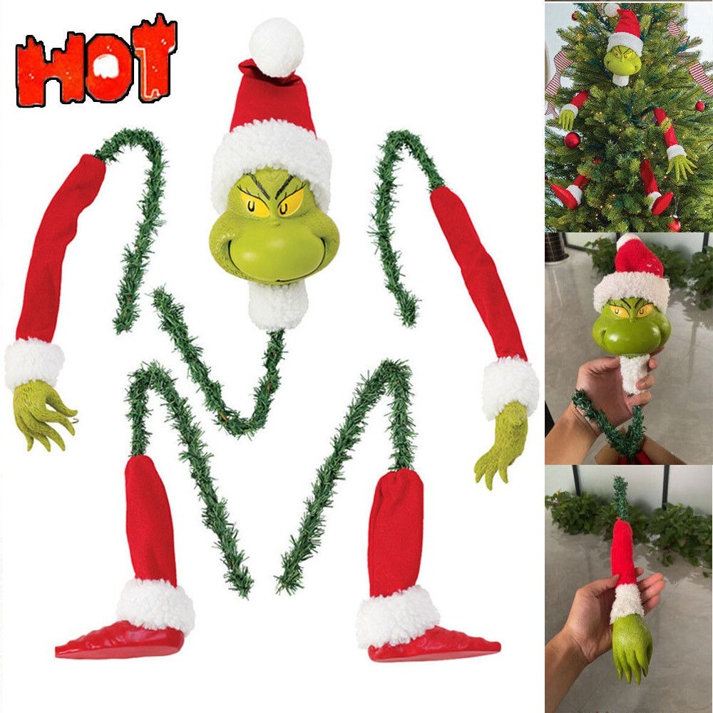 Grinch Arm Leg Head Ornaments Holder Christmas Tree Decorations Xmas Party Gift
