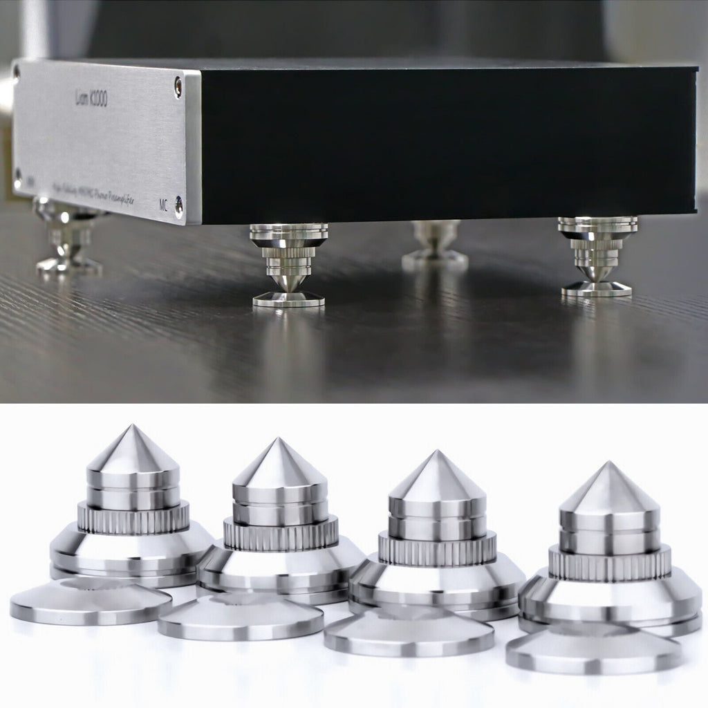 4PCS Adjustable Speaker Stand Turntable Isolation Feet Pad Stainless Steel Stand