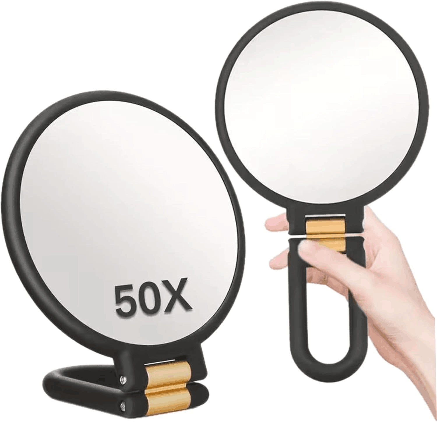 50x Magnifying Makeup Mirror Portable Double-Sided Mirror Adjustable Handle PN