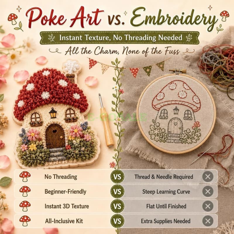 NEW HOT 3D DIY Craft Set Fabric Poke Art Kit Fairy Tale Village Cottage Handmade