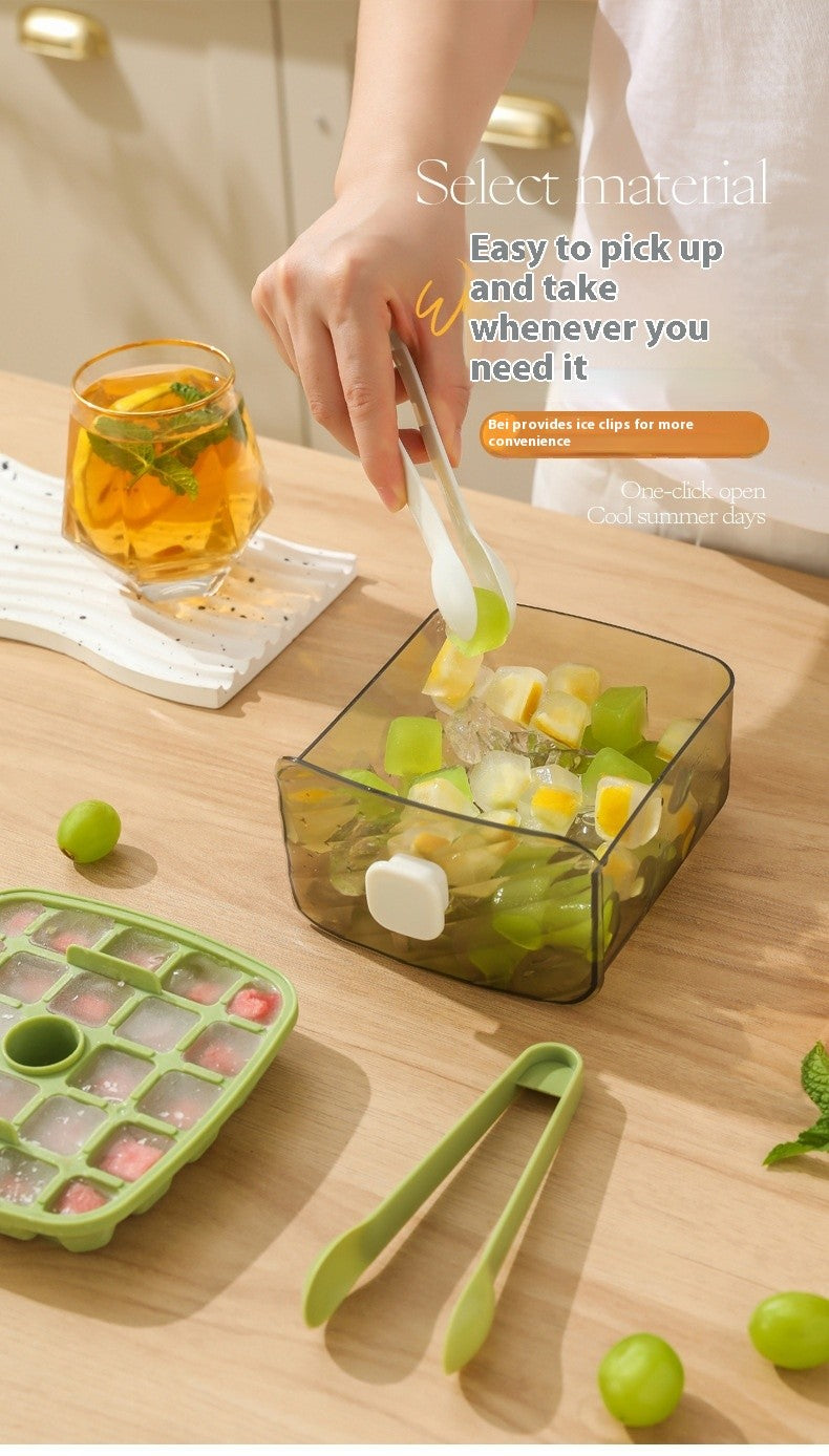 Press Type Ice Cube Tray Ice Making Box Large Capacity Easy Release with Handle