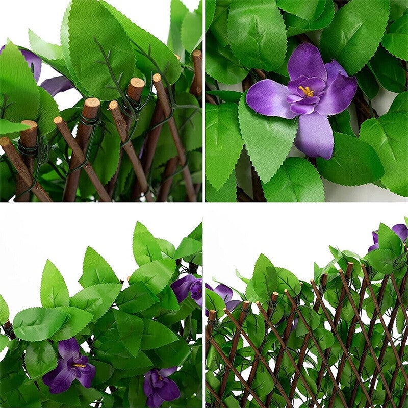 2M Artificial Hedge Flower Leaf Garden Fence Wall Privacy Screening Trellis