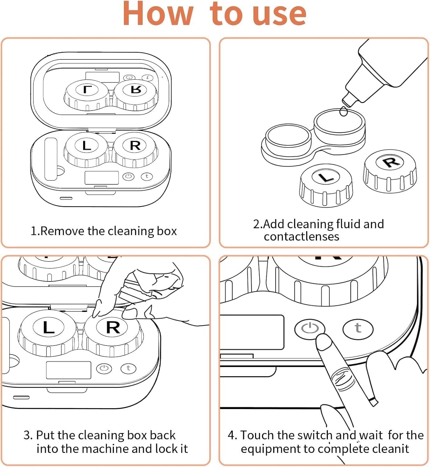 Rechargeable Ultrasonic Contact Lens Auto Cleaner Care Case USB Cleaning Machine