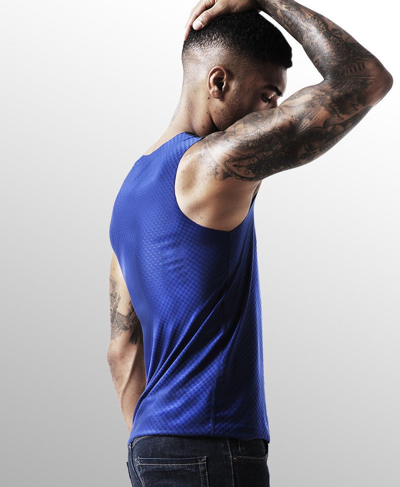 Men's ice silk Undershirts Sleeveless Underwear Race-beam Vest Mesh Cool Tagless