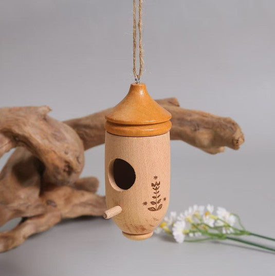 2x Hummingbird House Wooden Hand Craft Ornament Outdoor Garden Patio Decor