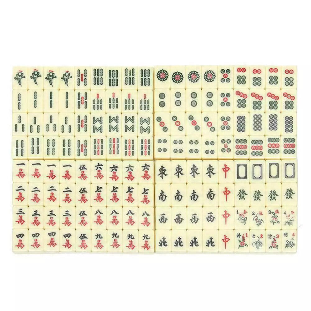 Mahjong Rare 144 Tiles Mah-Jong Set Piece w/ English Instructions Vintage
