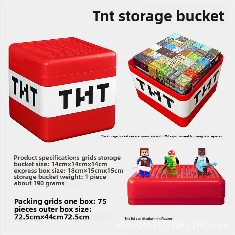 Magnetic Building Blocks Storage Bucket Educational Sensory Toy Block Container