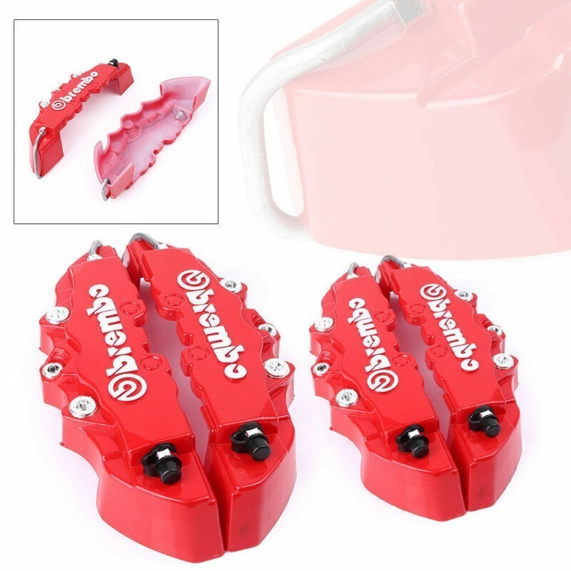 4Pcs Red 3D Brake Caliper Covers Universal Front Rear Car Disc Kit