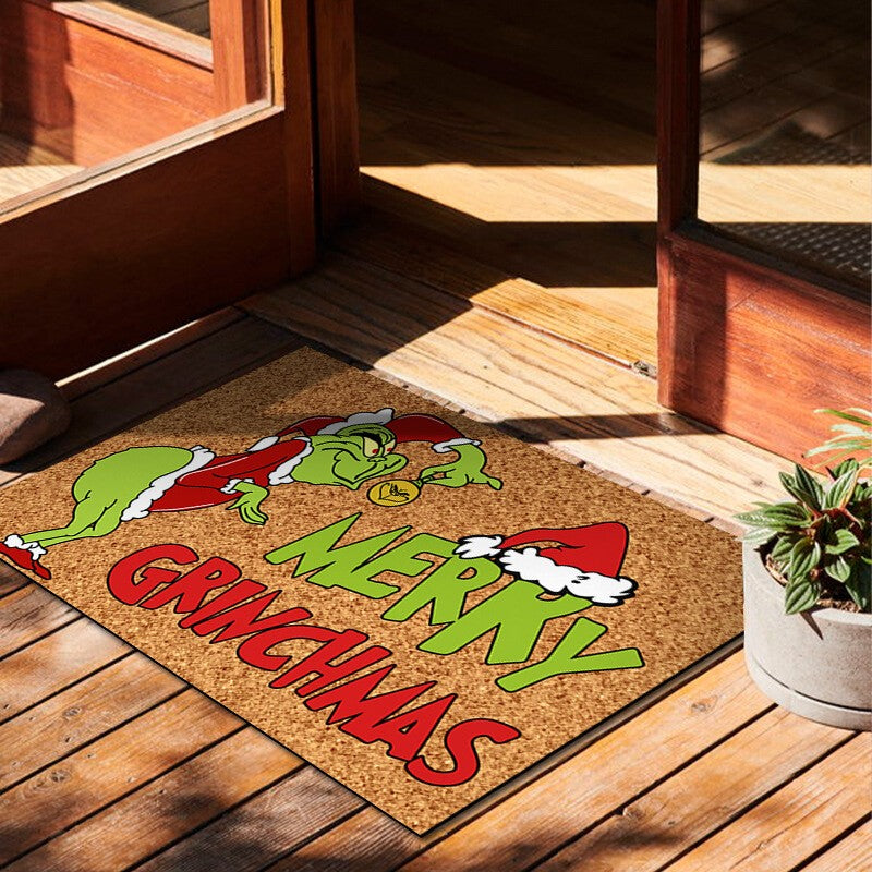 Grinch Christmas Festival Decoration Front Door Mat Carpet Xmas Indoor Outdoor