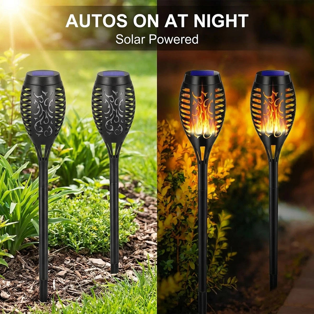 4/8 Pcs Solar Flickering Flame Torch Lights Outdoor Garden Stake Lamp Waterproof
