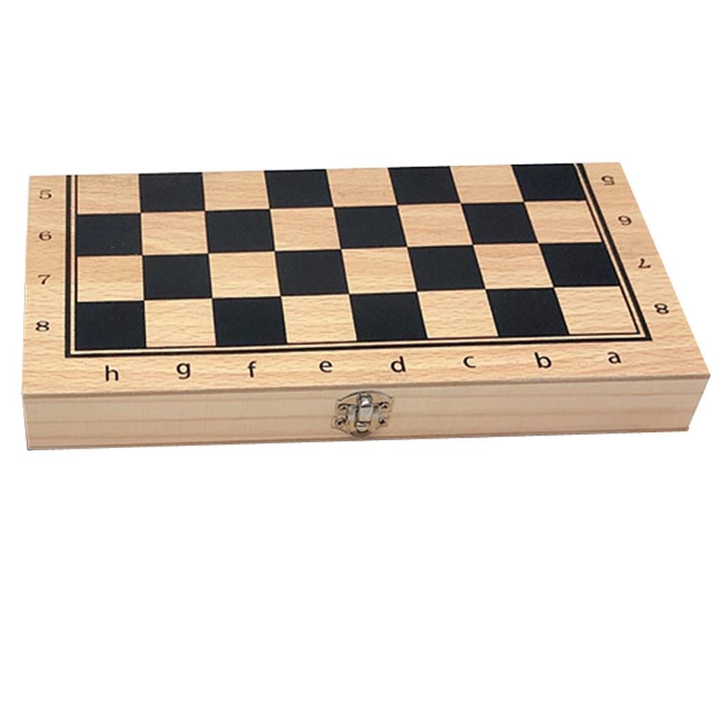 3in1 Folding Wooden Chess Set Large Board Game Checkers Backgammon Draughts