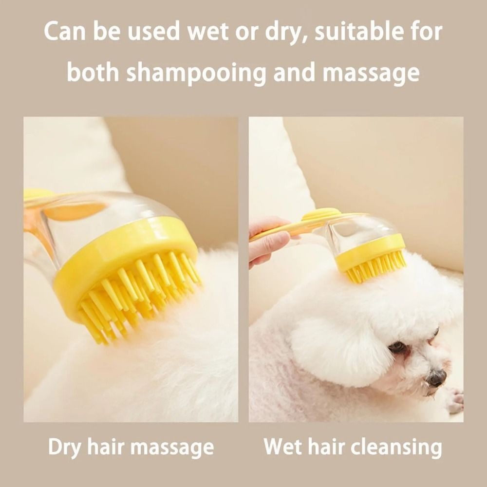 2 In 1 Bath Brush Dog Bath Brush With Shampoo Dispenser Pet Wash Brush