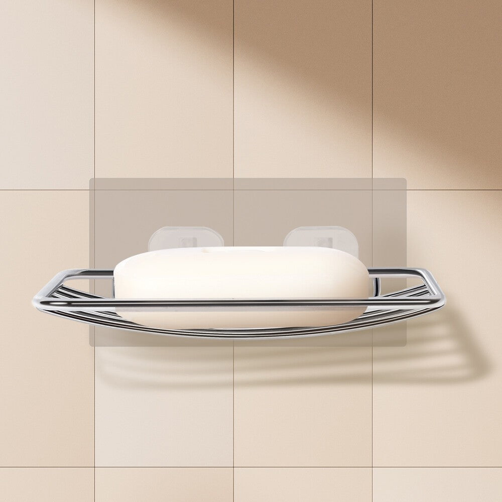 Stainless Steel Soap Dish Holder Shower Soap Case Tray Strong Sticky Bathroom