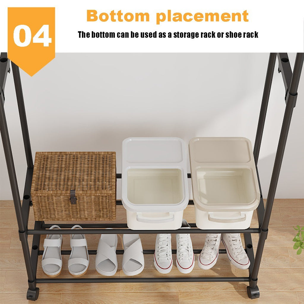 Heavy Duty Double Clothes Rail Hanging Rack Garment Display Stand Shoes Storage