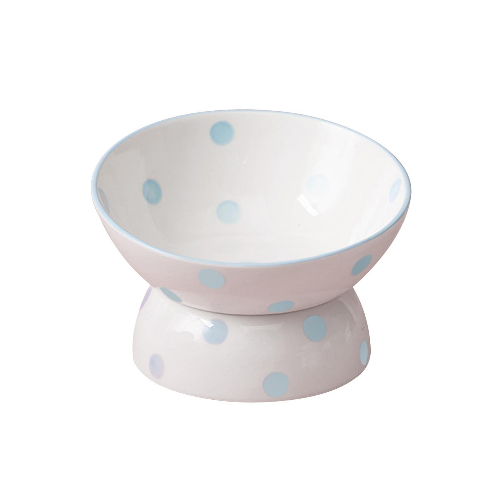 Ceramic Tilted Raised Cat Food Bowl Slant Porcelain Pet Cat Dish Snack Bowl